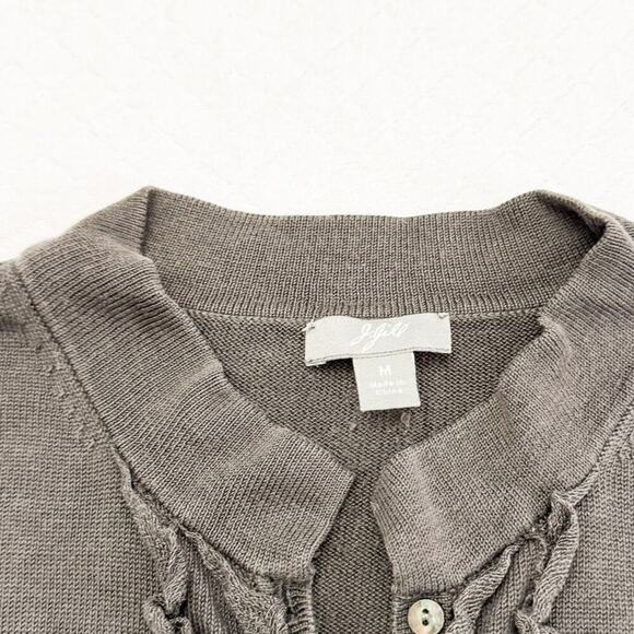 J. Jill Ruffled Cardigan Button Down Top Black Size Medium - Picture 4 of 5